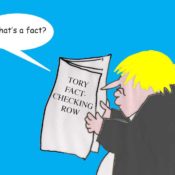 Tory fact checking row cartoon