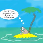 Coronavirus cartoon and the call to self-isolate