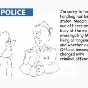 Today’s election issue – police and crime  – Ted Harrison cartoon