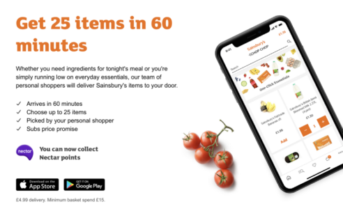 Discover Sainsbury’s Chop Chop: 25 items delivered to your door in 60 minutes. Convenience at a £4.99 fee, with a £15 minimum spend and Nectar points rewards