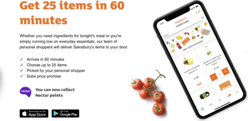 Discover Sainsbury’s Chop Chop: 25 items delivered to your door in 60 minutes. Convenience at a £4.99 fee, with a £15 minimum spend and Nectar points rewards