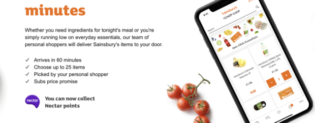 Discover Sainsbury’s Chop Chop: 25 items delivered to your door in 60 minutes. Convenience at a £4.99 fee, with a £15 minimum spend and Nectar points rewards